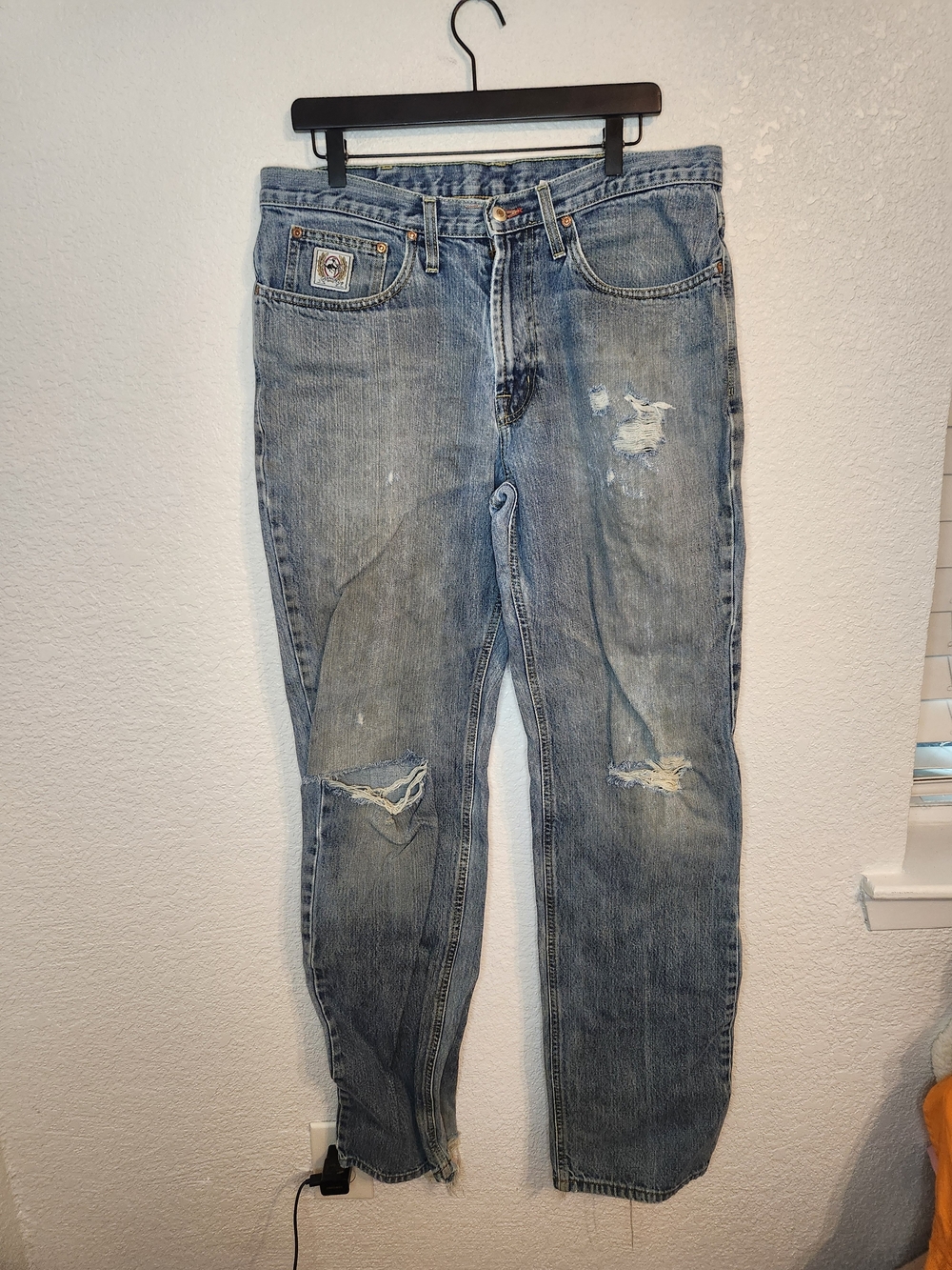 Cinch Men's Light Blue Distressed Jeans Classic Casual Fit straight leg 26x38